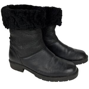 Santana Canada Black Foldover Winter Boots Leather Shearling 6.5 style 846